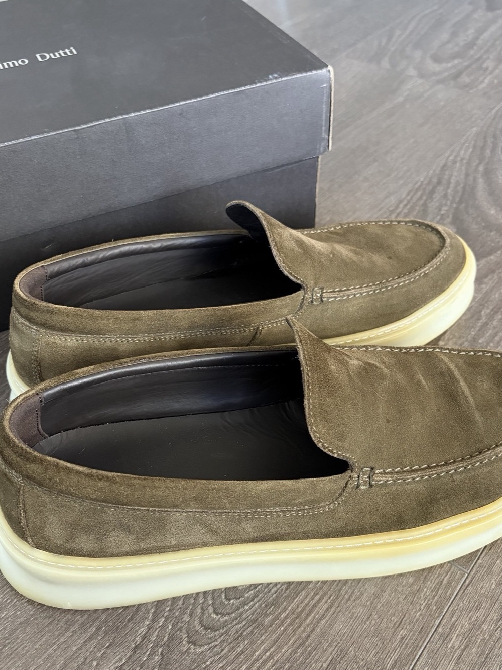 Massimo Dutti Moccasin Suede Loafers Khaki-Brown US 10